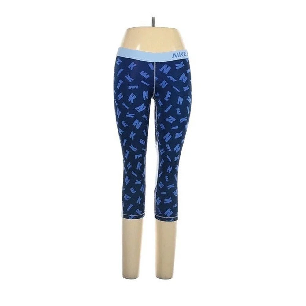Nike Active Pants Womens Size Large Skinny Leg Low Rise Waist Blue Gym Yoga